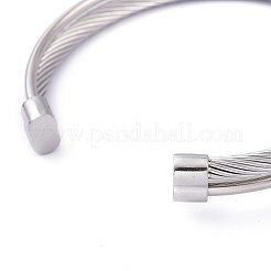 304ステンレススチール製カフバングル  トルク腕輪  ツイスト  ミックスカラー  2-1/4インチ（5.6cm）&nbsp;BJEW-M284-10