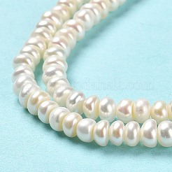 天然養殖淡水パールビーズ連売り  ロンデル  グレード6 A  ベージュ  4.5~5x3~4.5mm  穴：0.7mm  約94~97個/連  14.37インチ（36.5cm）&nbsp;PEAR-J007-27