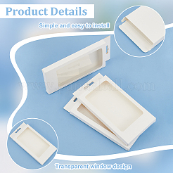紙箱  PVCクリアウィンドウ付き  携帯電話ケースの包装用  長方形  ホワイト  20.5x10x1.6cm&nbsp;CON-WH0097-06