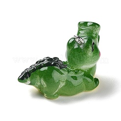 海の動物テーマ半透明樹脂ペンダント  プラチナトーンのアイアンループ付きクロコダイルチャーム  グリーン  18x13.5x29mm  穴：2mm&nbsp;RESI-D071-04B