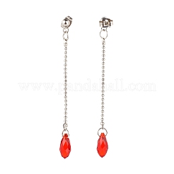 304ステンレススチールスタッドピアス  アメリカンピアス  クリスタルガラスビーズ付きチェーン  ステンレス鋼色  68x1.5mm  ピン：0.8mm&nbsp;EJEW-JE04551