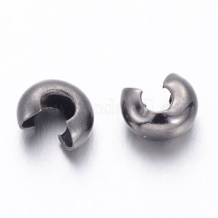 真鍮製つぶし玉カバーカシメ玉カバー  ニッケルフリー  ガンメタ色  サイズ：直径約3mm  穴：1.2~1.5mm&nbsp;KK-H289-NFB-NF