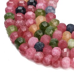 染め加工天然石ホワイトジェイドビーズ連売り  カボチャ  多面カット  ミックスカラー  9.5~10x7~8mm  穴：1.2mm  約51個/連  14.76''（37.5センチメートル）&nbsp;GG-CBA9106-01C