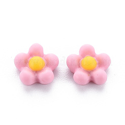 オペーク樹脂カボション  花  ミックスカラー  7.5x7.5x3.5mm&nbsp;CRES-Q216-004