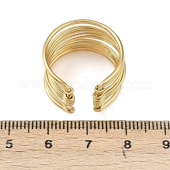 女性用304ステンレススチールオープンカフ  カドミウムフリー＆ニッケルフリー＆鉛フリー  ゴールドカラー  14.5mm  内径: 調節可能&nbsp;RJEW-K306-01G