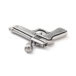 レトロな304ステンレススチールペンダント  ガンチャーム  アンティークシルバー  33.5x45.5x7mm  穴：7x5.5mm&nbsp;STAS-I205-06AS-A