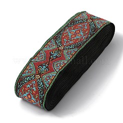 エスニック風刺繍ポリコットンリボン  ジャカードリボン  チロリアンリボン  服飾材料  葉の模様  ファイヤーブリック  1-7/8~2インチ（49~50mm）  約10.94ヤード（10m）/バンドル&nbsp;OCOR-WH0066-91A