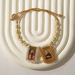 Adjustable Jesus & Virgin Mary Charm Cord Bracelets&nbsp;KQ6530