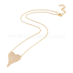 Brass Micro Pave Cubic Zirconia Heart Pendant Necklaces&nbsp;NJEW-Z003-01D