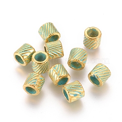 合金ビーズ  コラム  黄金＆緑青  5x5mm  穴：3.5mm&nbsp;PALLOY-E566-03GG