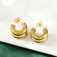 304ステンレススチールC字型スタッドピアス  イオンプレーティング（ip）  18KGP本金メッキ  15.5x9.5mm&nbsp;X-EJEW-S272-01G