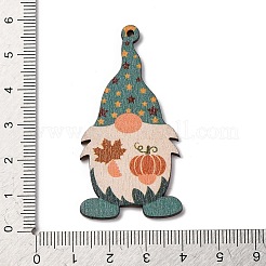印刷された木製のペンダント  クリスマス ノーム 大きなペンダント  ティール  54.5x28.5x2.5mm  穴：1.6mm&nbsp;WOOD-B009-02D