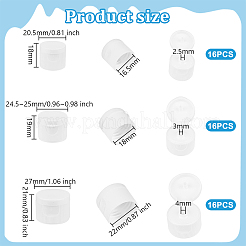 48個3種類のスタイルのプラスチックボトルキャップ  コラム  ホワイト  20.5~27x18~21mm  穴：2.5~4mm  内径：16.5~22mm  16個/スタイル&nbsp;FIND-OC0003-67B