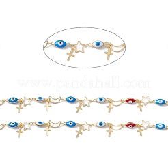 Enamel Horse Eye & Star & Moon Link Chains&nbsp;CHC-C003-26G-03