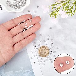 304ステンレススチールビーズキャップ  花  5花びら  ステンレス鋼色  4x1.5mm  穴：1mm  200個/箱&nbsp;STAS-UN0007-50P