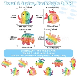 16Pcs 8 Styles Ocean Theme Transparent Resin Pendants&nbsp;RESI-YW0004-97