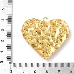 304ステンレススチールキュービックジルコニアペンダント  ゴールドカラー  ハート  38x40.5x5.5mm  穴：2.5mm&nbsp;X-STAS-Z182-07G-01