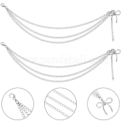 2Pcs Brass Twisted Triple Layer Chains for Jeans Pants&nbsp;HJEW-SP0001-42