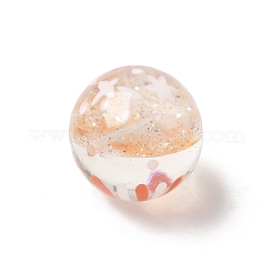 透明樹脂エナメルビーズ  花火で一周  スパンコール入り  ライトサーモン  14.5x1mm&nbsp;RESI-M052-01B
