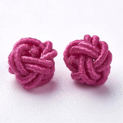 ポリエステルファブリックビーズ  ラウンド  カメリア  6x5mm  穴：4mm  約200個/袋&nbsp;WOVE-N002-42-1