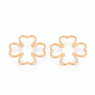 201ステンレススチールリンクリング  花  ゴールドカラー  12x12x0.8mm&nbsp;STAS-S079-20B-1