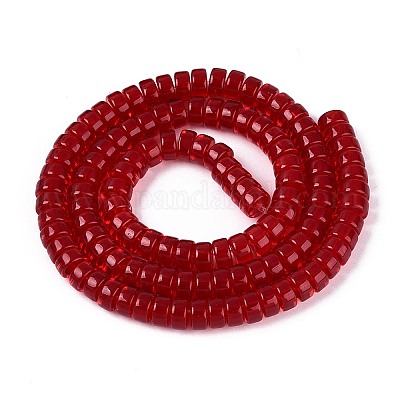 透明ガラスビーズ連売り  フラットラウンド  暗赤色  8~8.5x4~4.5mm  穴：0.7~1mm  約95~100個/連  14.57~15.35''（37~39センチメートル）&nbsp;GLAA-N026-4x8mm-T01-1