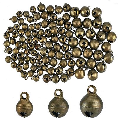 240個3スタイル真鍮チャーム 鐘 アンティークブロンズ 8~12.5x6~9.5mm 