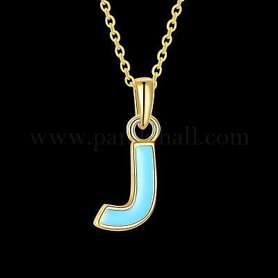 ファッション錫合金エナメル初期ペンダントネックレス 文字J