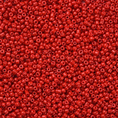 焼付塗装ガラスシードビーズ  レッド  12/0  1.5~2mm  穴：0.5~1mm  約30000個/袋&nbsp;SEED-S001-K20-1