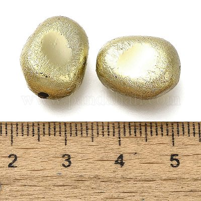 UVメッキ CCB プラスチックビーズ  テクスチャー  オーバル  シャンパンゴールド  15.5x12x10mm  穴：2mm&nbsp;CCB-D008-05G-1