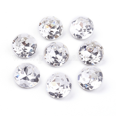 Pointed Back & Back Plated Glass Rhinestone Cabochons&nbsp;RGLA-J012-10mm-001-1
