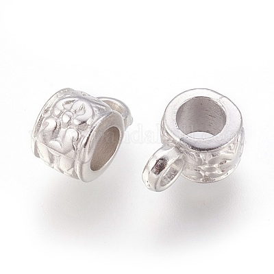 Ccb プラスチック チューブ ベイル  ループベイル  花を持つ列  プラチナ  10x5.5x7mm  穴：2mm  4mm内径&nbsp;CCB-E053-32P-1