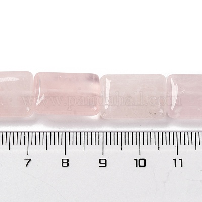 天然石ローズクォーツビーズ連売り  長方形  長方形  18x13.5x5.5mm  穴：1.2mm  約22個/連  15.75インチ（40cm）&nbsp;G-T047-B15-01-1