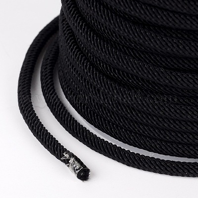 ラウンドポリエステルコード  ブラック  3mm  約21.87ヤード（20m）/ロール&nbsp;OCOR-L031-01-1
