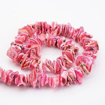 天然石シェルビーズ連売り  染め  ナゲット  ミックスカラー  10~20x8~12x3~6mm  穴：1mm  約15.7インチ&nbsp;BSHE-P010-M-1