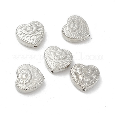 CCBプラスチックビーズ  ハート  銀  17x18x6mm  穴：1.6mm  約415個/500g&nbsp;OACR-H019-39-1