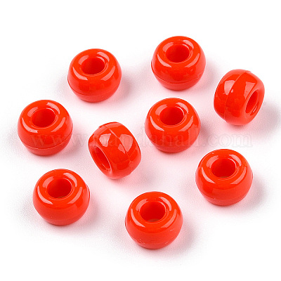不透明なプラスチックビーズ  バレル  レッド  9x6mm  穴：3.8mm  約1950個/500g&nbsp;KY-T025-01-F10-1