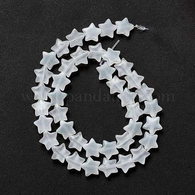 透明なガラスビーズ連  スター  ホワイト  10x10x4mm  穴：0.8mm  約40個/連  13.39~14.17インチ（34~36cm）&nbsp;GLAA-K057-01J-1