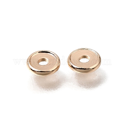 真鍮ビーズ  ディスク  ラックめっき  長持ちメッキ  ライトゴールド  5x1mm  穴：1.5mm&nbsp;KK-CBA0DF0-18B-KCG-1