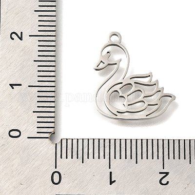 ステンレスペンダント201個 白鳥チャーム ステンレス鋼色 17x15.5x1mm