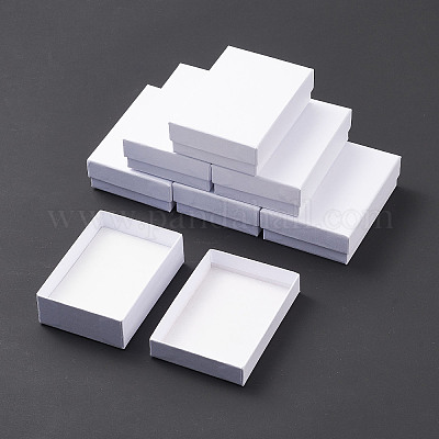 厚紙のネックレス箱  内部のスポンジ  長方形  ホワイト  9x6.5x2.8cm&nbsp;CBOX-S008-03-1