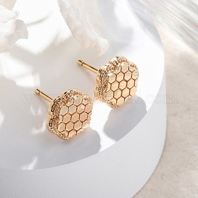 Brass Stud Earrings&nbsp;EJEW-D288-15G-1