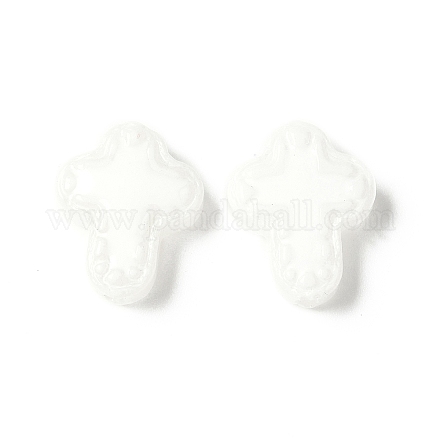 焼き絵の具、ガラス、エナメル、ビーズ  手描きのビーズ  クロス  ホワイト  14.5x11.5x4mm  穴：1mm&nbsp;LS-BLOW-D300-06K-1