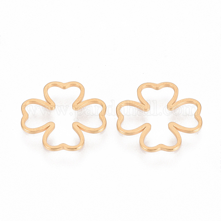 201ステンレススチールリンクリング  花  ゴールドカラー  12x12x0.8mm&nbsp;STAS-S079-20B-1