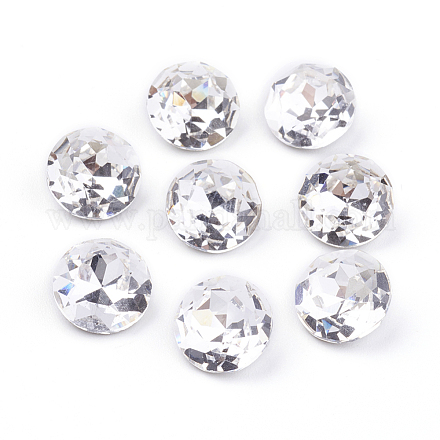 Pointed Back & Back Plated Glass Rhinestone Cabochons RGLA-J012-10mm-001-1