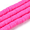 Handmade Polymer Clay Beads, Disc/Flat Round, Heishi Beads, Magenta, 6x1mm, Hole: 2mm, about 380~400pcs/strand, 17.7 inch