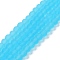 Transparent Glass Beads Strands, Faceted, Frosted, Rondelle, Sky Blue, 10mm, Hole: 1mm, about 60~61pcs/strand, 46~48cm