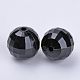 透明なアクリルビーズ  多面カット  ラウンド  ブラック  6x5.5mm  穴：1.3mm  約4200個/500g&nbsp;TACR-Q254-6mm-V72-3
