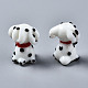 手作り凹凸柄ランプワークビーズ連売り  斑点のある犬  ホワイト  22~23x18~19x15~17.5mm  穴：2.5mm  約20個/連  17.13インチ（43.5cm）&nbsp;LAMP-Q031-002-6