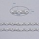 真鍮製アズキチェーン  溶接されていない  スプールで  オーバル  カドミウムフリー＆鉛フリー  銀  4x3x0.6mm  約301.83フィート（92m）/ロール&nbsp;CHC024Y-S-6